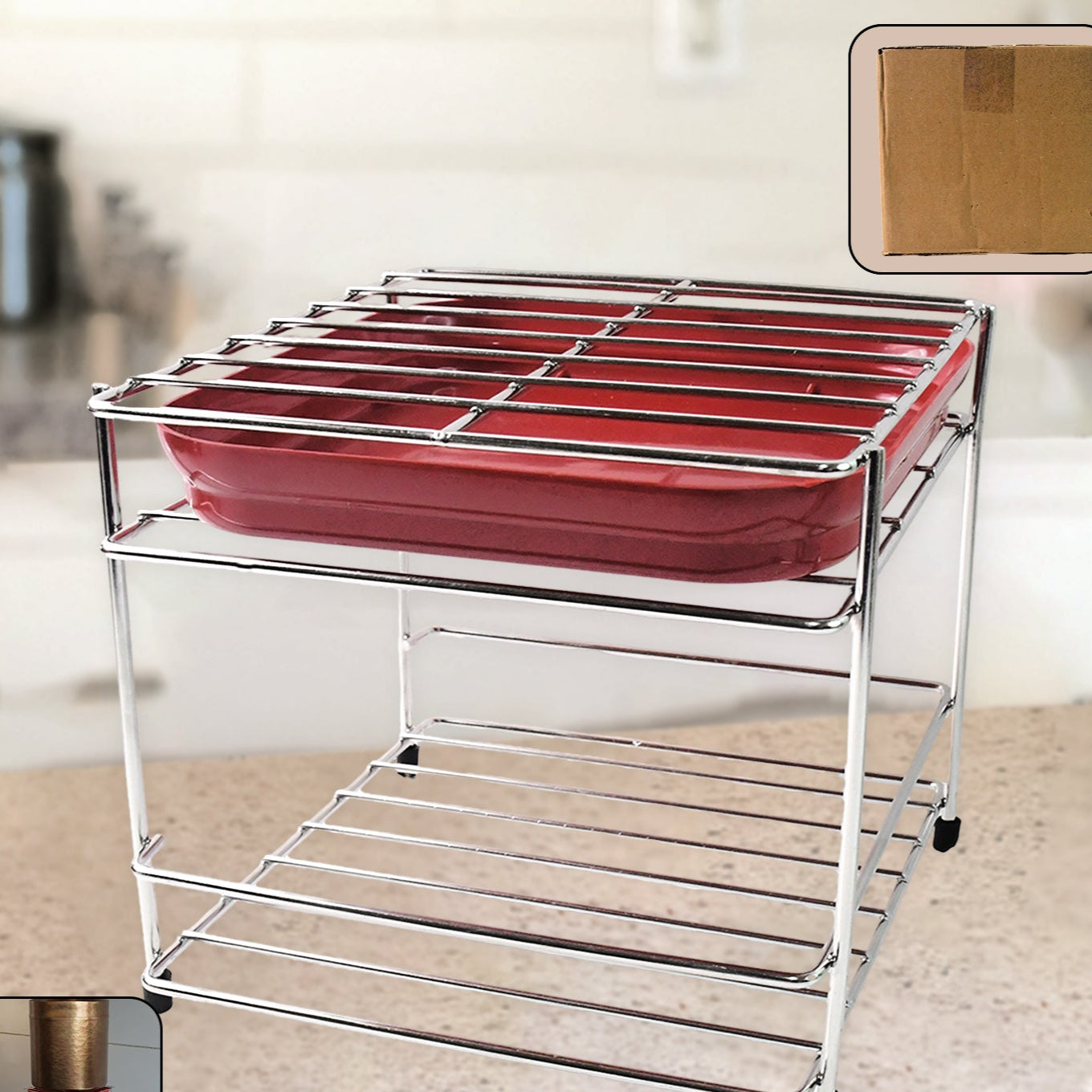 Premium Stainless Steel 2-Tier Kitchen Utensil Organizer Stand - Happy Price - Image 1