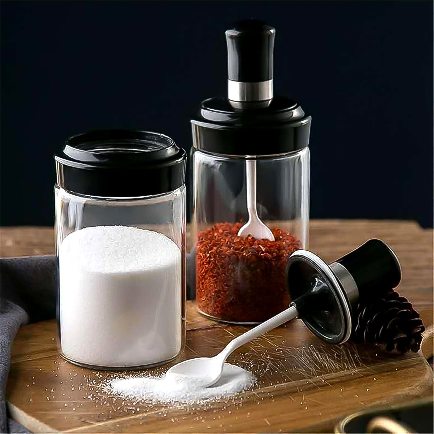250ml Glass Storage Jar with Integrated Spoon and Airtight Rotating Lid - Happy Price - Image 4