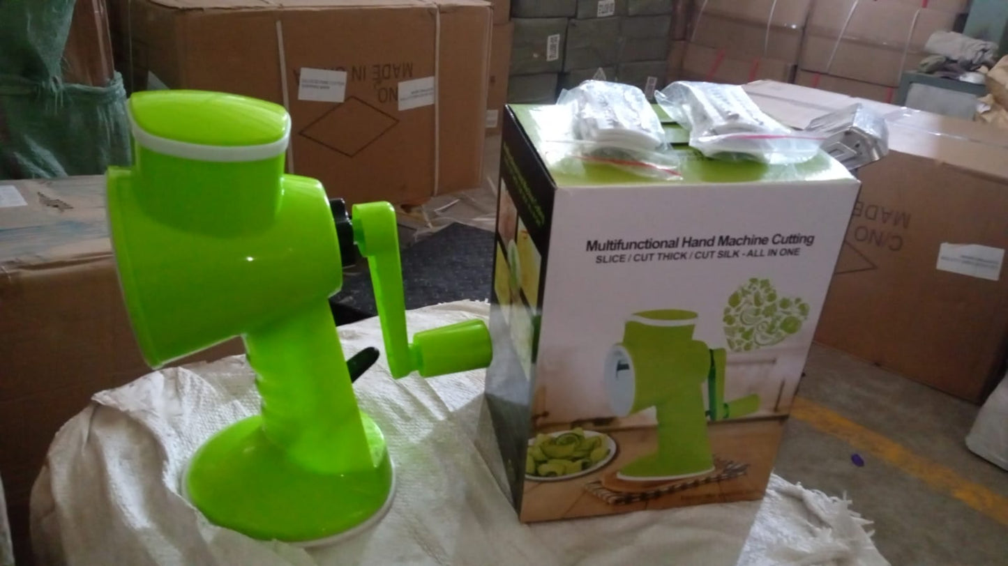 6 In 1 Multi Functional Vegetable Cutter  Slicer Hand Machine Cutting Slice Cut Thick Cut Silk All In One Vegetable Chopper Cutter  Slicing Cutter Barrel - Vegetable Grater With 6 Removable Blades - Happy Price - Image 6
