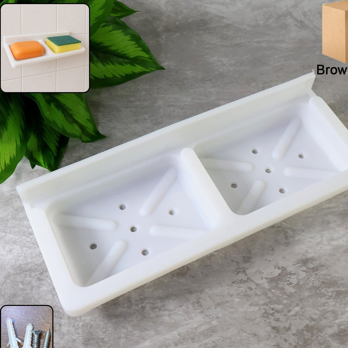 Wall Mounted Double Compartment Soap  Sponge Holder (1 Pc) - Happy Price - Image 1