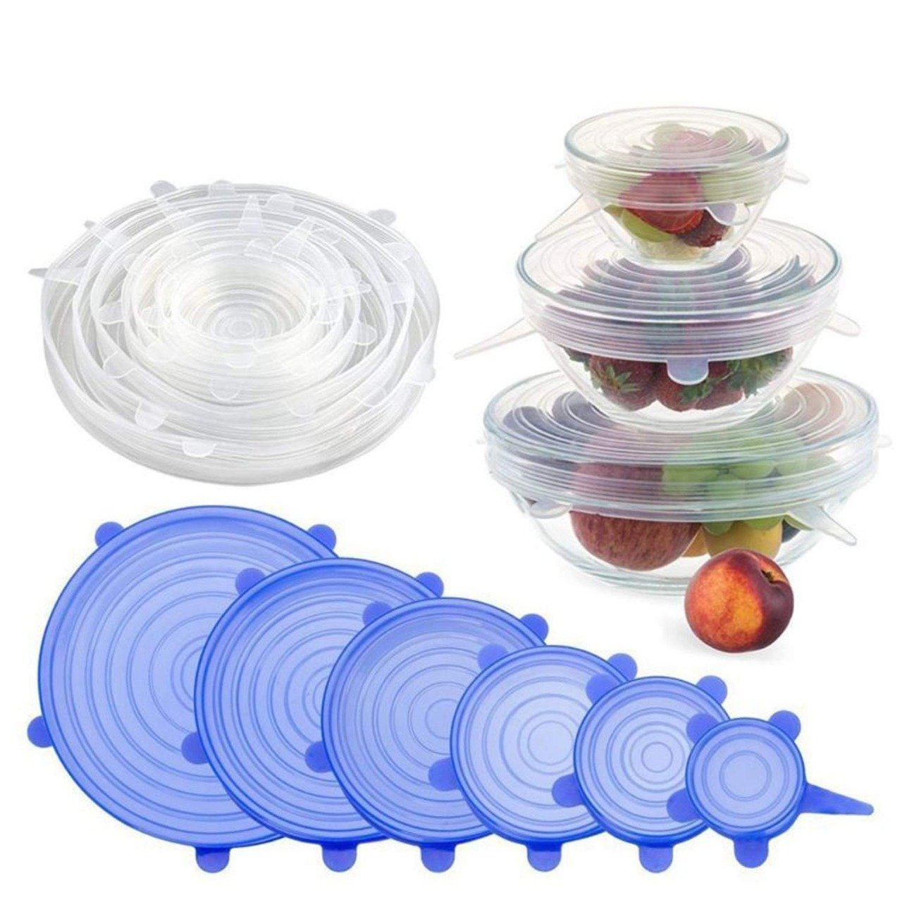 Reusable Silicone Stretch Lids Set for Food Containers - 6 Sizes - Happy Price - Image 1