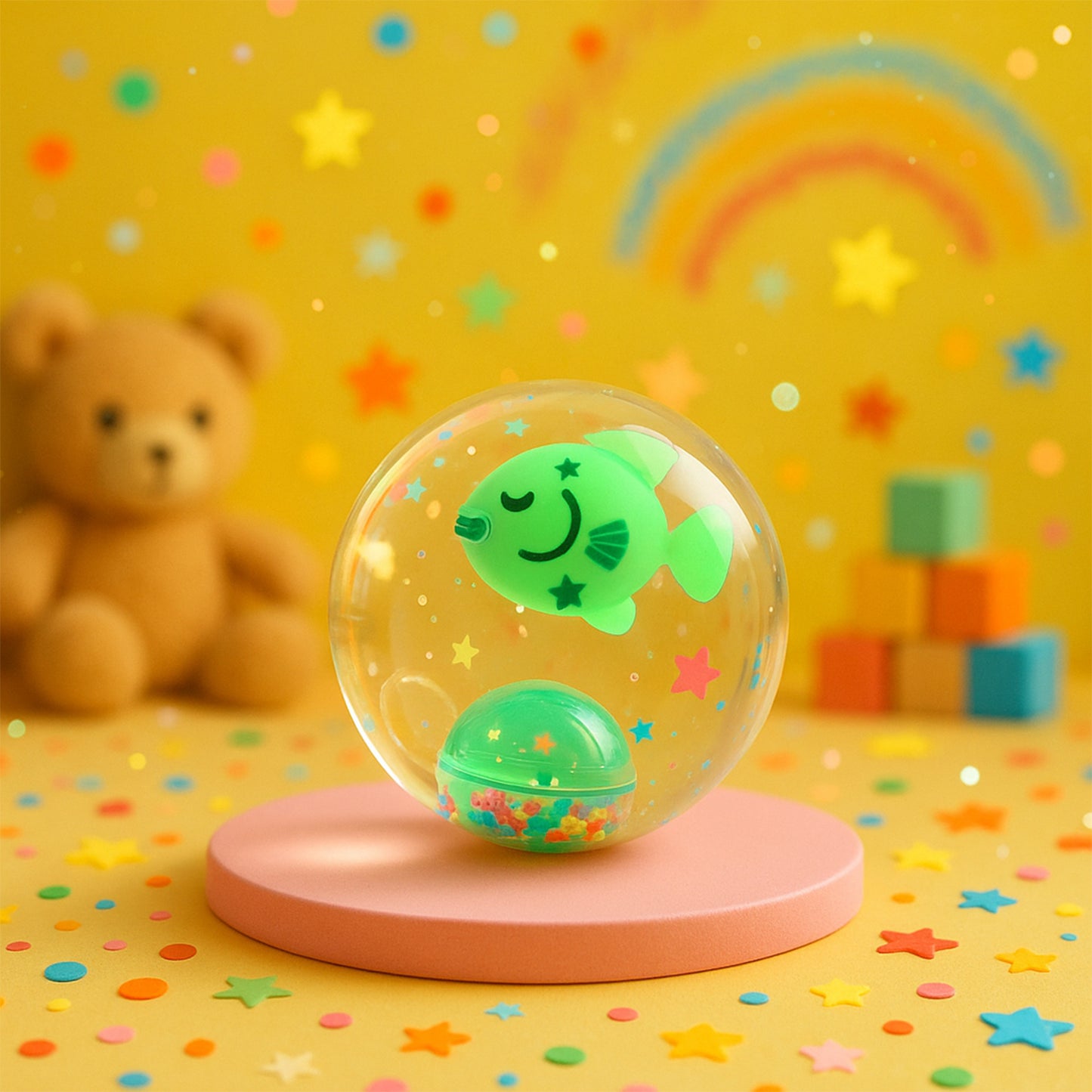 Impact-Activated LED Bouncy Fish Ball Toy - Flashing Sensory Ball (1 Pc) - Happy Price - Image 3