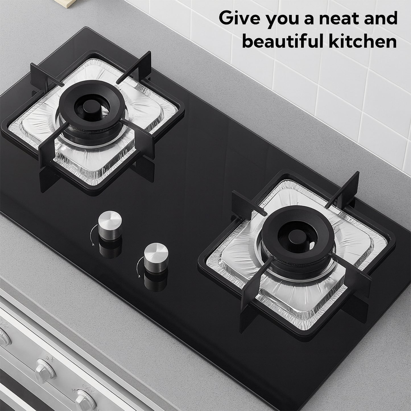 10 Pc Aluminum Gas Stove Burner Covers - 23x23 cm Reusable Foil Liners - Happy Price - Image 3