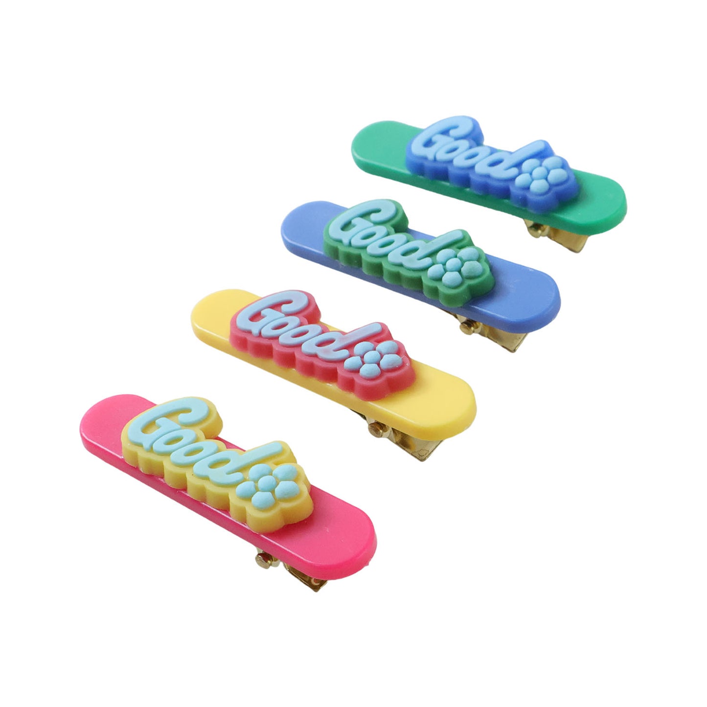 Colorful "Good" Design Hair Clips (4 Pc) - Happy Price - Image 4