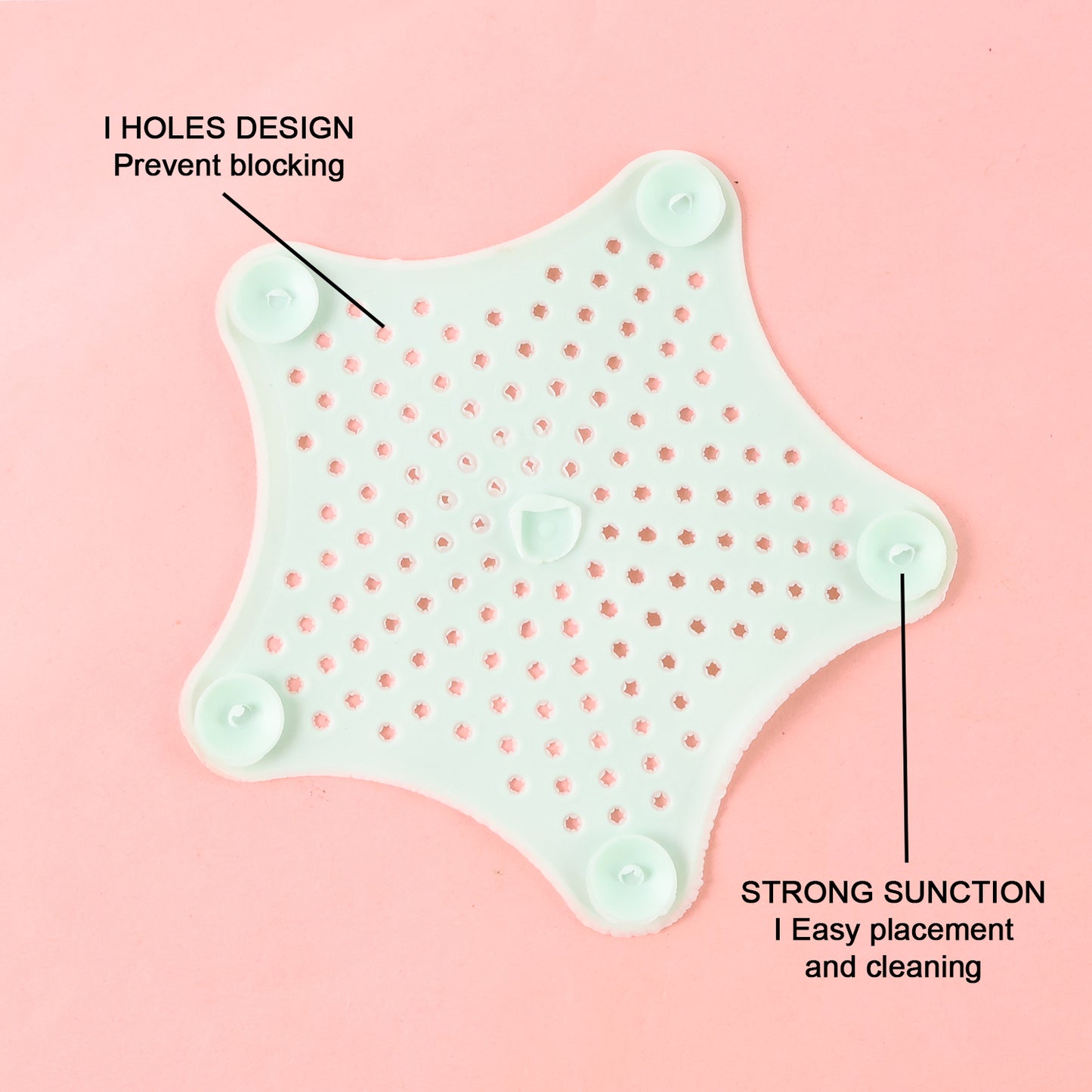 Mint Green Silicone Star Shaped Sink Filter Bathroom Hair Catcher Drain Strainers For Basin - Happy Price - Image 6
