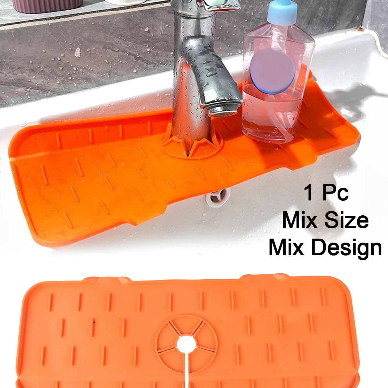 4914 Silicone Sink Faucet Pad Drip Protector Splash Countertop Rubber Drying Mat Sink Splash Guard For Kitchen Bathroom Bar.