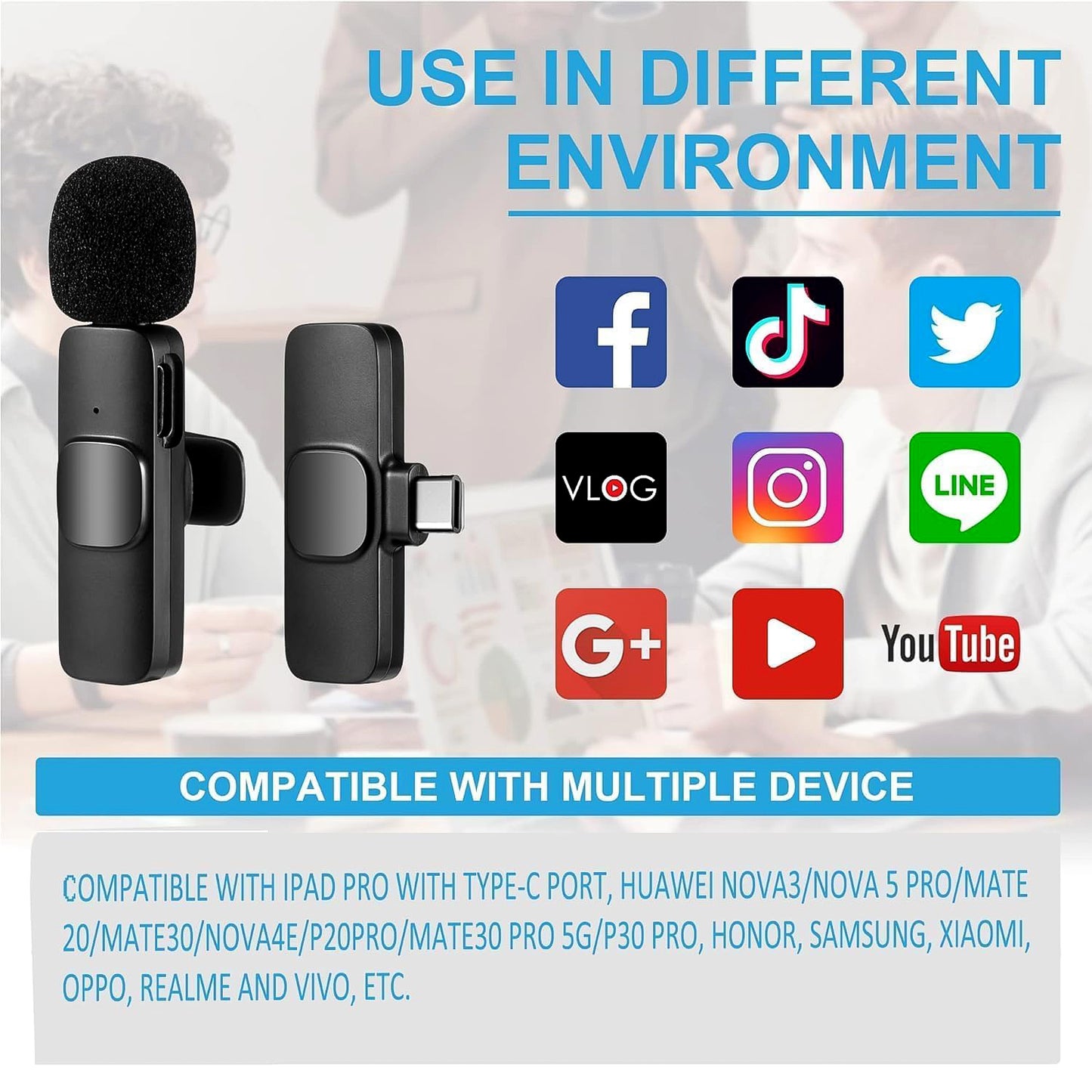 K9 Dual Wireless Microphone Set for Mobile Recording - 2 Mics + 1 Receiver for Type-C & iPhone - Happy Price - Image 3