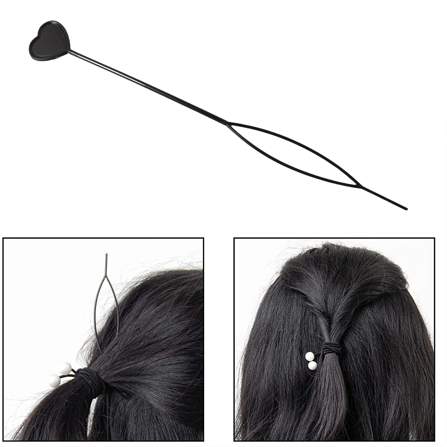 Heart Shape Hair Clips (2 Pcs) - Black Fashion Hair Accessories - Happy Price - Image 6