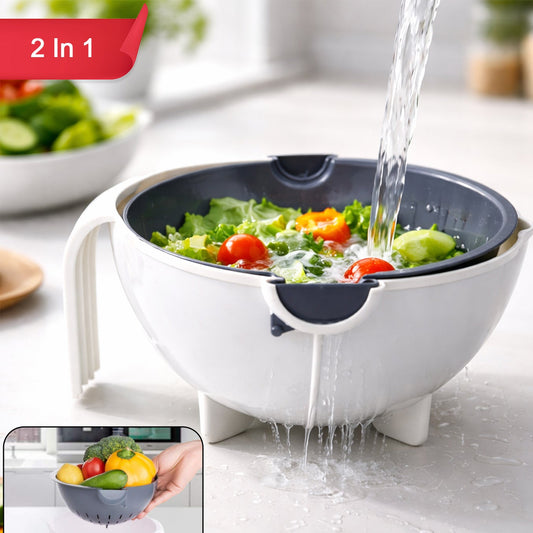Multipurpose 2 In 1 Vegetable Washing Bowl With Strainer (1 Pc)