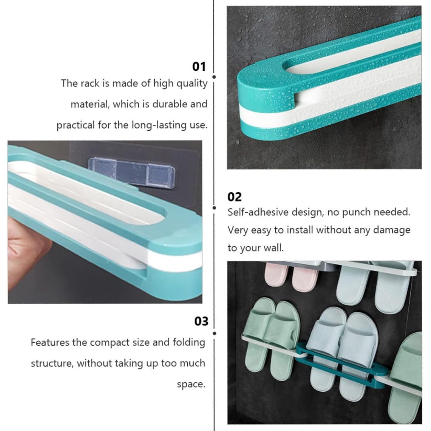 Wall Mounted Slipper Holder Rack - 1 Pc Space-Saving Footwear Organizer - Happy Price - Image 6