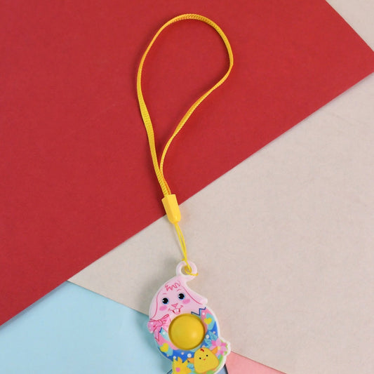 Mini Cartoon Chick-shaped Push Pop Fidget Toy With Hanging Strap (1 Pc) - Happy Price - Image 1