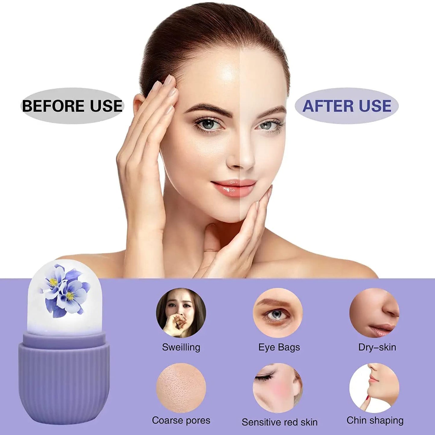 Beauty Ice Roller For Face Massager  Eye Reusable Face Rollers Facial Roller ( Purple Color) - Happy Price - Image 4