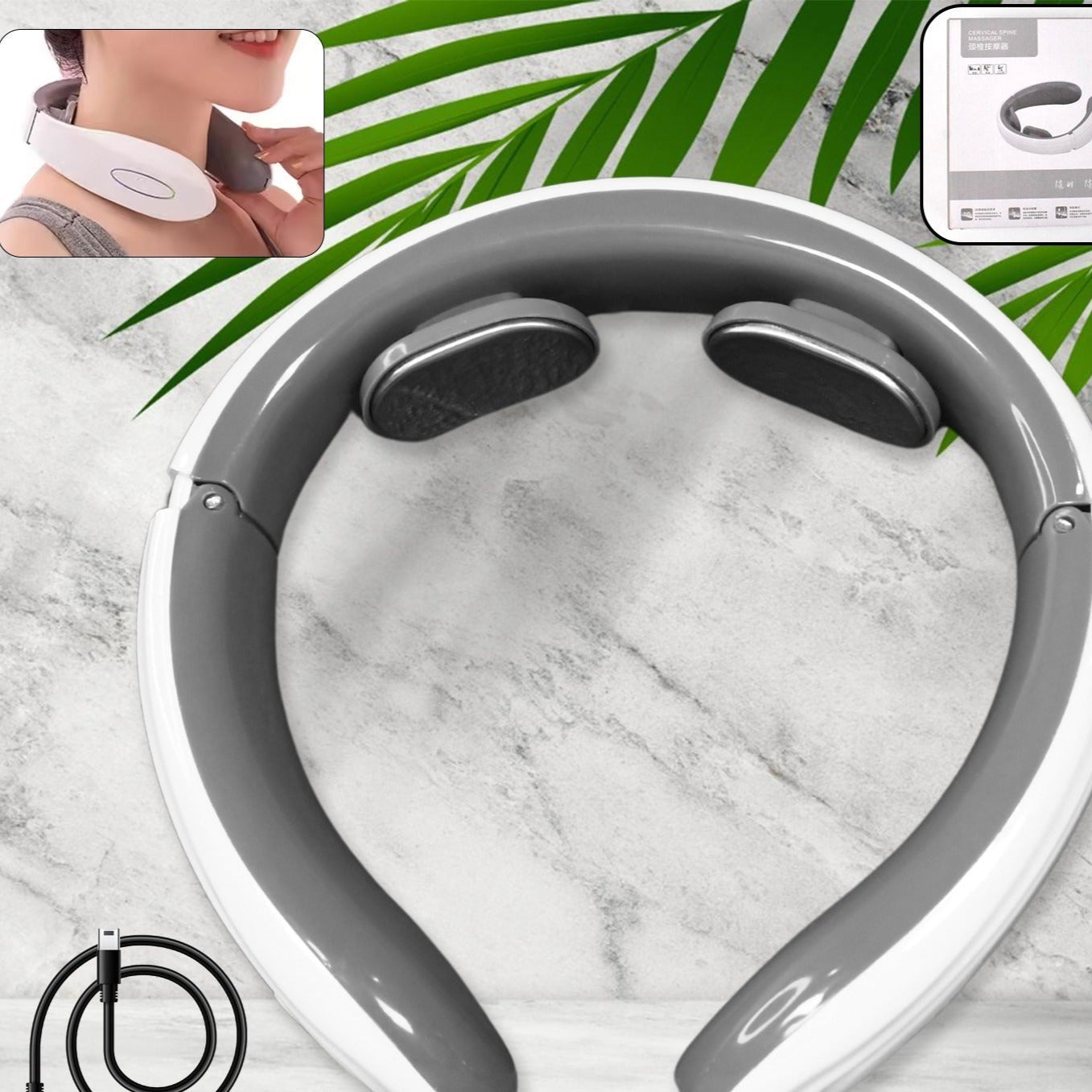 2 Heads Smart Electric Neck And Back Pulse Massager (1 Pc  Mix Design) - Happy Price - Image 1