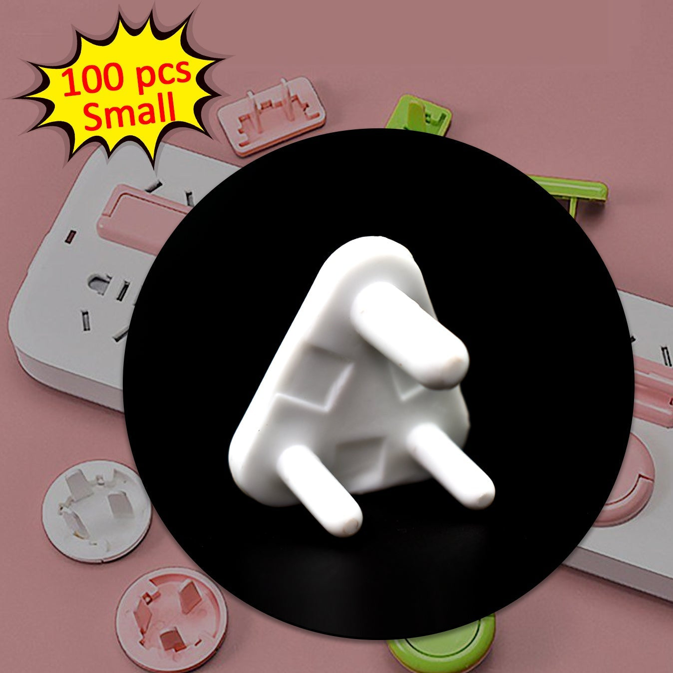 Baby Safety Small Electrical Socket Cover Outlet Plug Protector (Pack Of 100pc) - Happy Price - Image 1