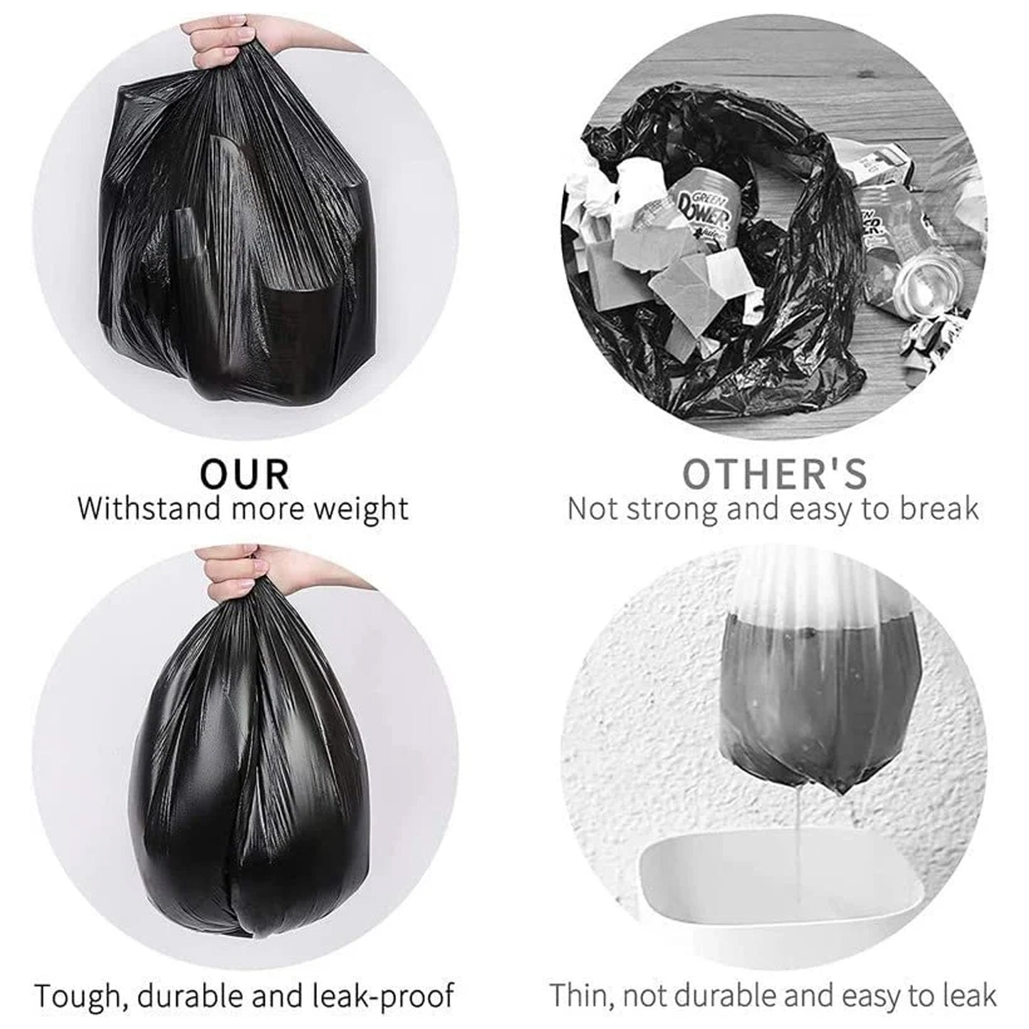 Heavy-Duty Black Garbage Bags Roll - 1 Roll for Home & Commercial Waste - Happy Price - Image 3