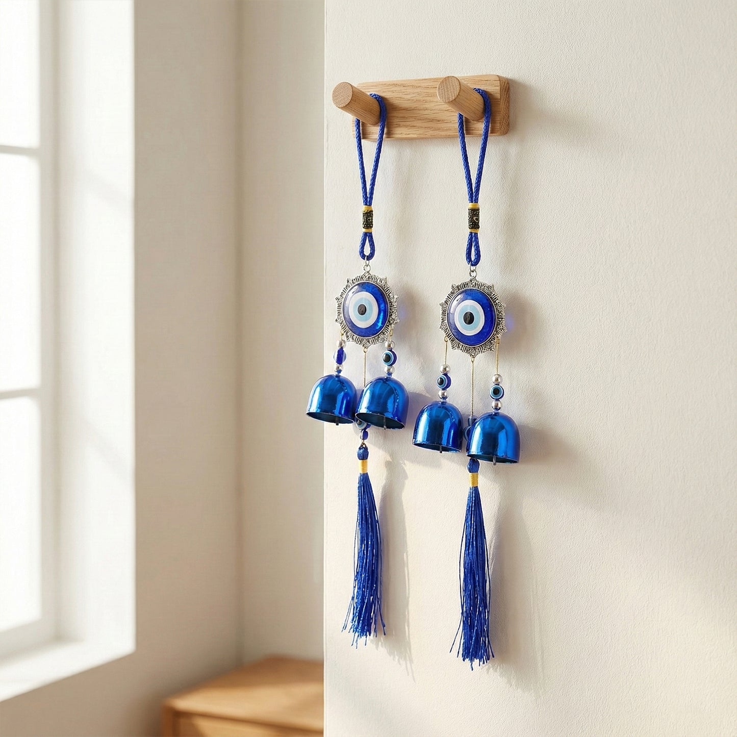 Decorative Evil Eye Wind Chime Set - 2 Pc Hanging Ornament - Happy Price - Image 2