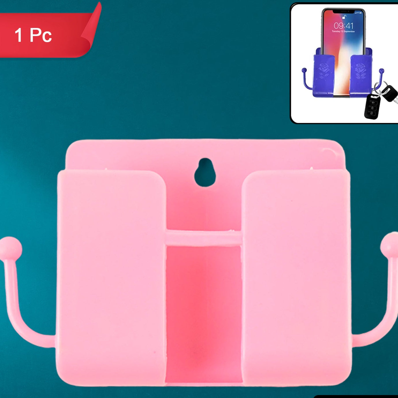 1 Pc Blue Wall Mount Mobile Stand With Hook - Happy Price - Image 1