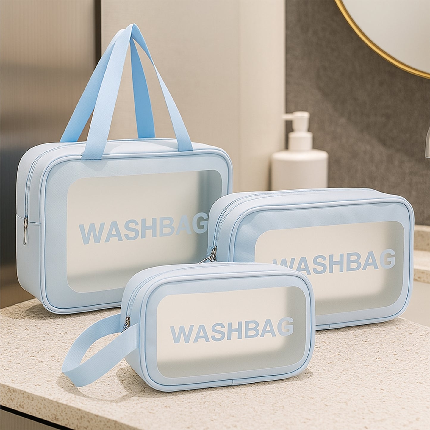 3-in-1 Waterproof Transparent Travel Toiletry Bag Set - Happy Price - Image 3
