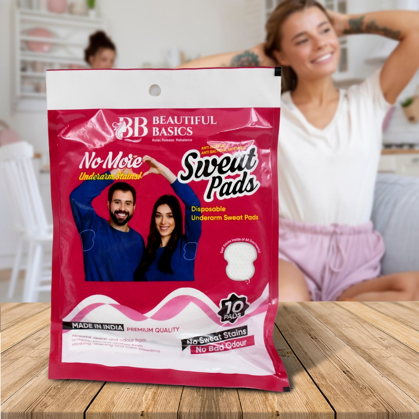 Underarms Sweat Pads Disposable Highly Absorbent Pads Cotton Anti-allergic Anti Bacteria Anti Smell Underarm Perspiration Pad For Men And Women (Pack Of 10) - Happy Price - Image 2