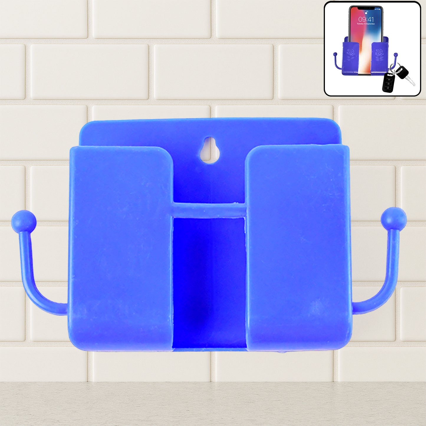 1 Pc Blue Wall Mount Mobile Stand With Hook - Happy Price - Image 2