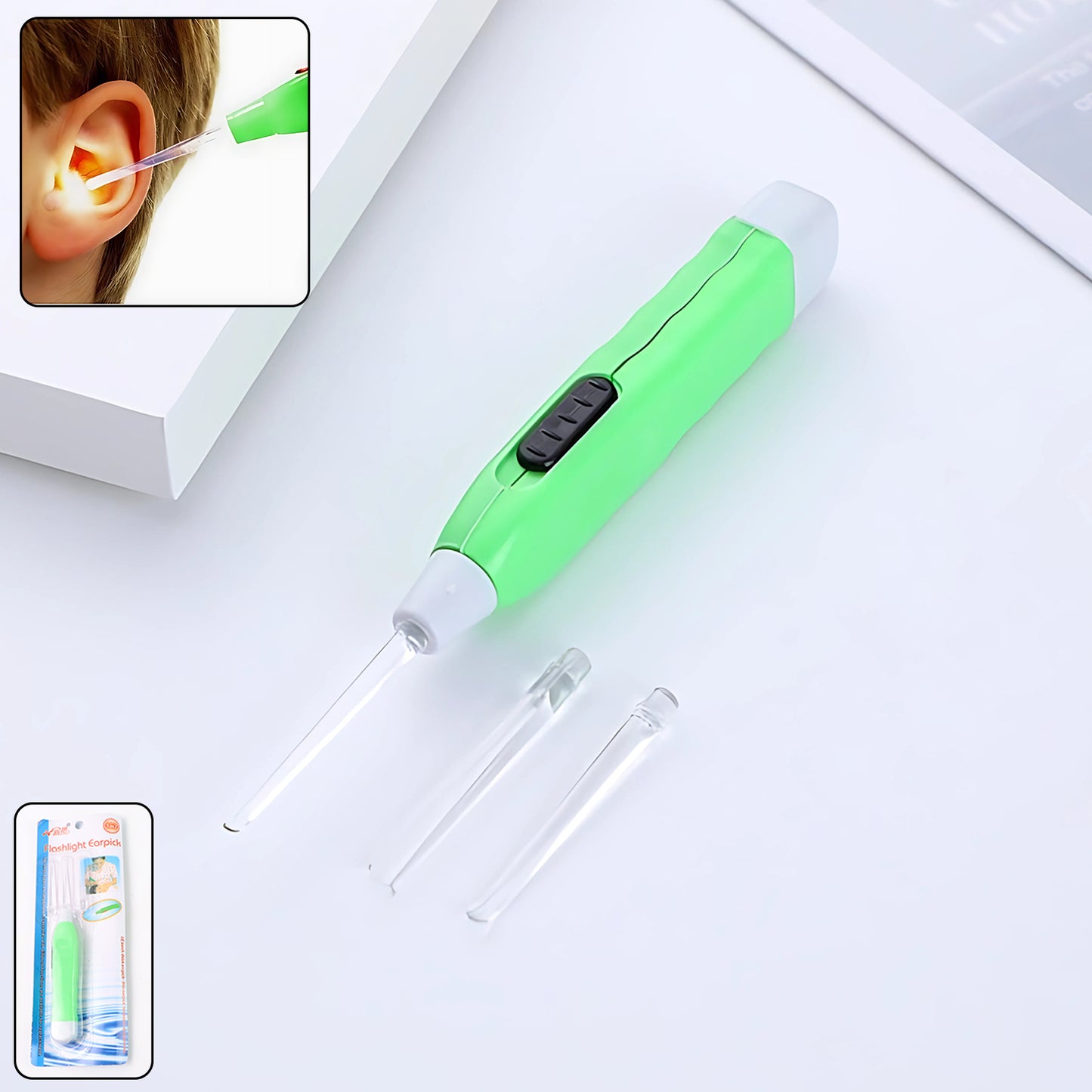 Green Led Flashlight Earpick With Tweezer (1 Pc) - Happy Price - Image 3