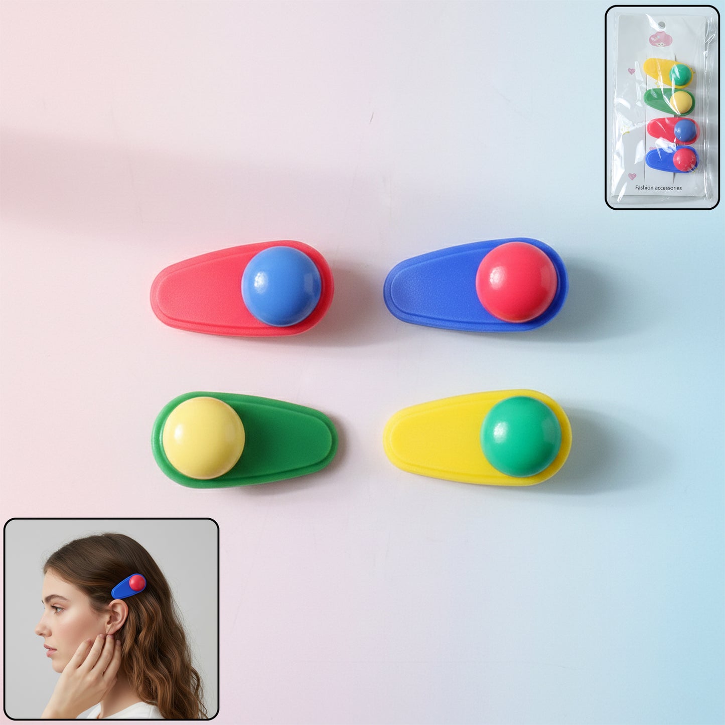 Decorative Snap Hair Clips - Pack of 4 for Girls & Women - Happy Price - Image 2