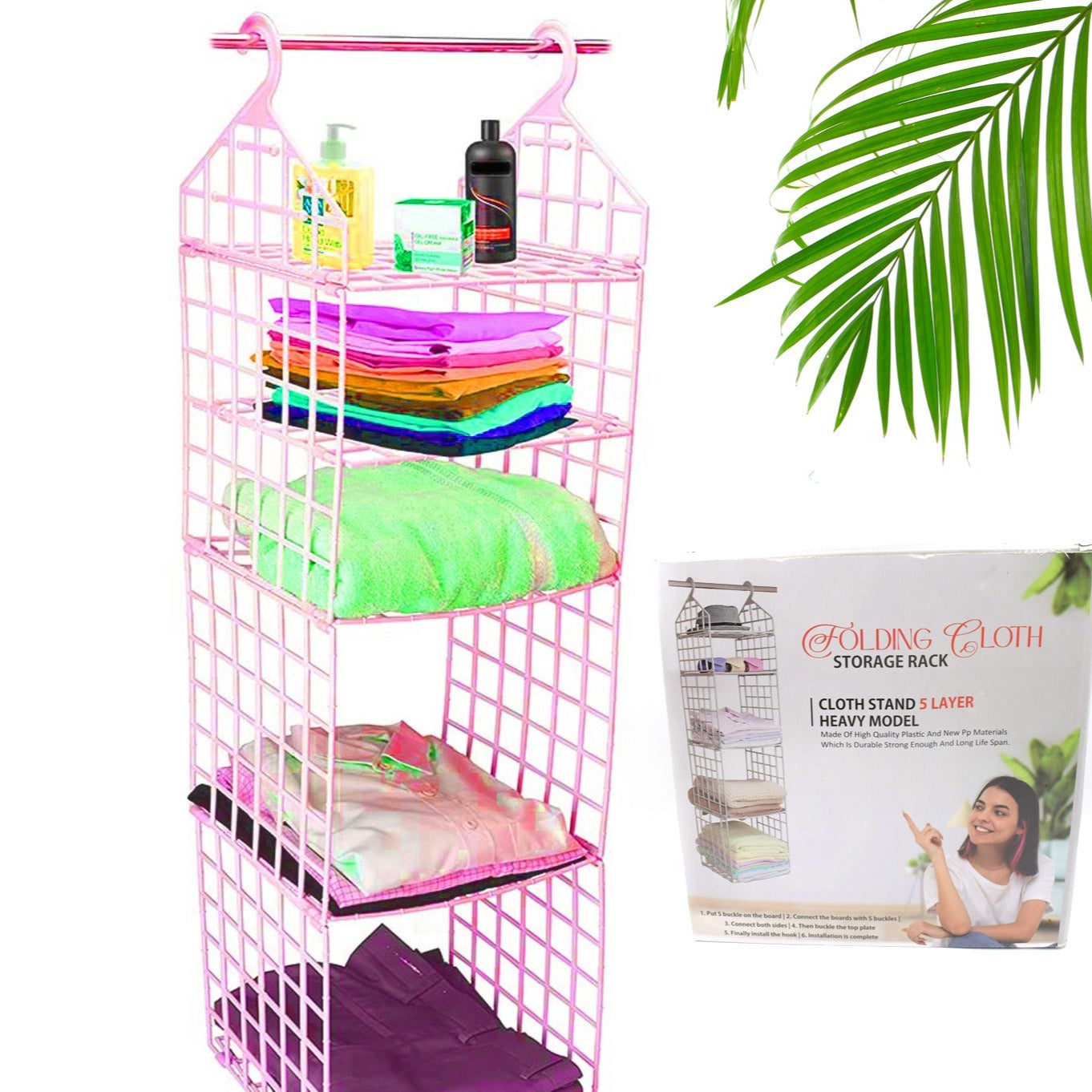 Multipurpose 5 Layer Folding Clothes Storage Rackscloset For Students Wardrobe Shelves Socks Scarf T-shirt Etchanging Organizer Storage Holders  Racks - Happy Price - Image 1