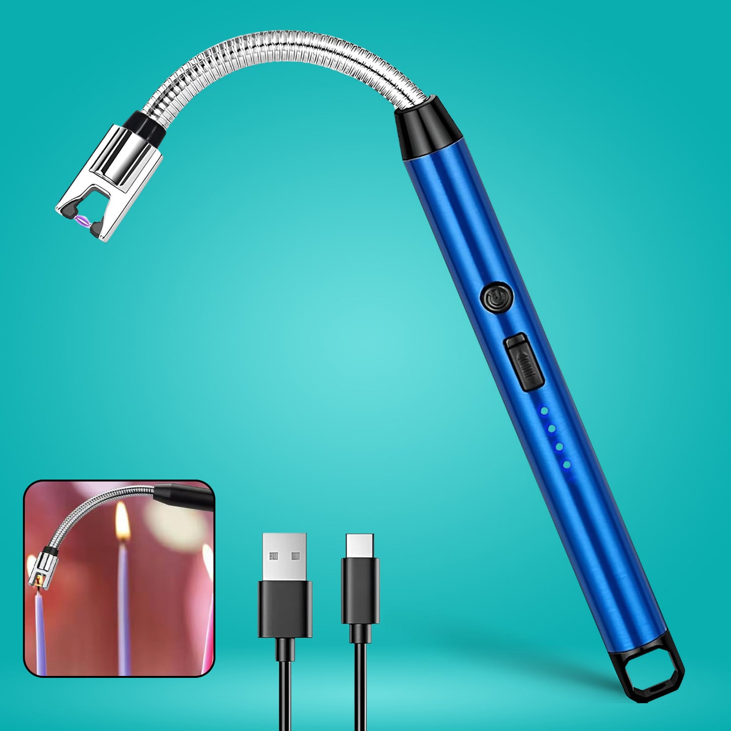 Metal Rechargeable Electric Arc Lighter With Flexible Neck (1 Pc) - Happy Price - Image 3