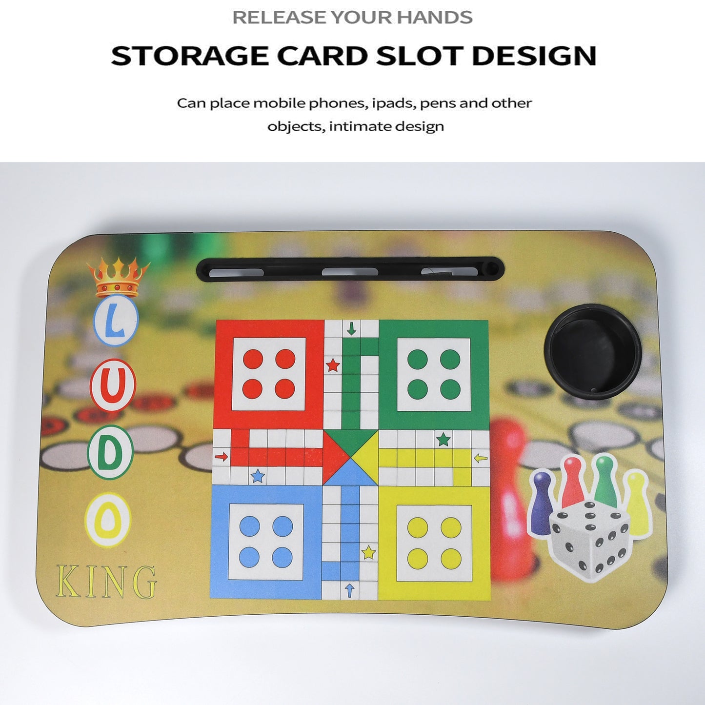 Ludo Design Foldable Bed Study Table Portable Multifunction Laptop Table Lapdesk For Children Bed Foldable Table Work Office Home With Tablet Slot  Cup Holder - Happy Price - Image 4