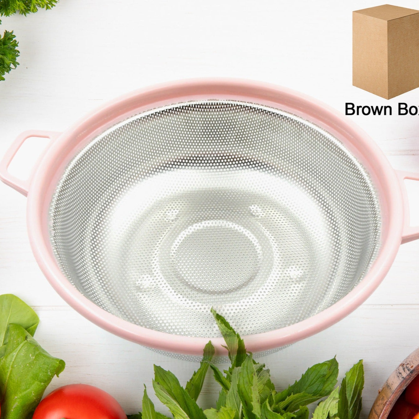 Big Stainless Steel Colander With Handle Large Metal Mesh Basket Strainer For Pasta Spaghetti Berry Veggies Fruits  Kitchen Food Colander Dishwasher Safe (1 Pc ) - Happy Price - Image 1