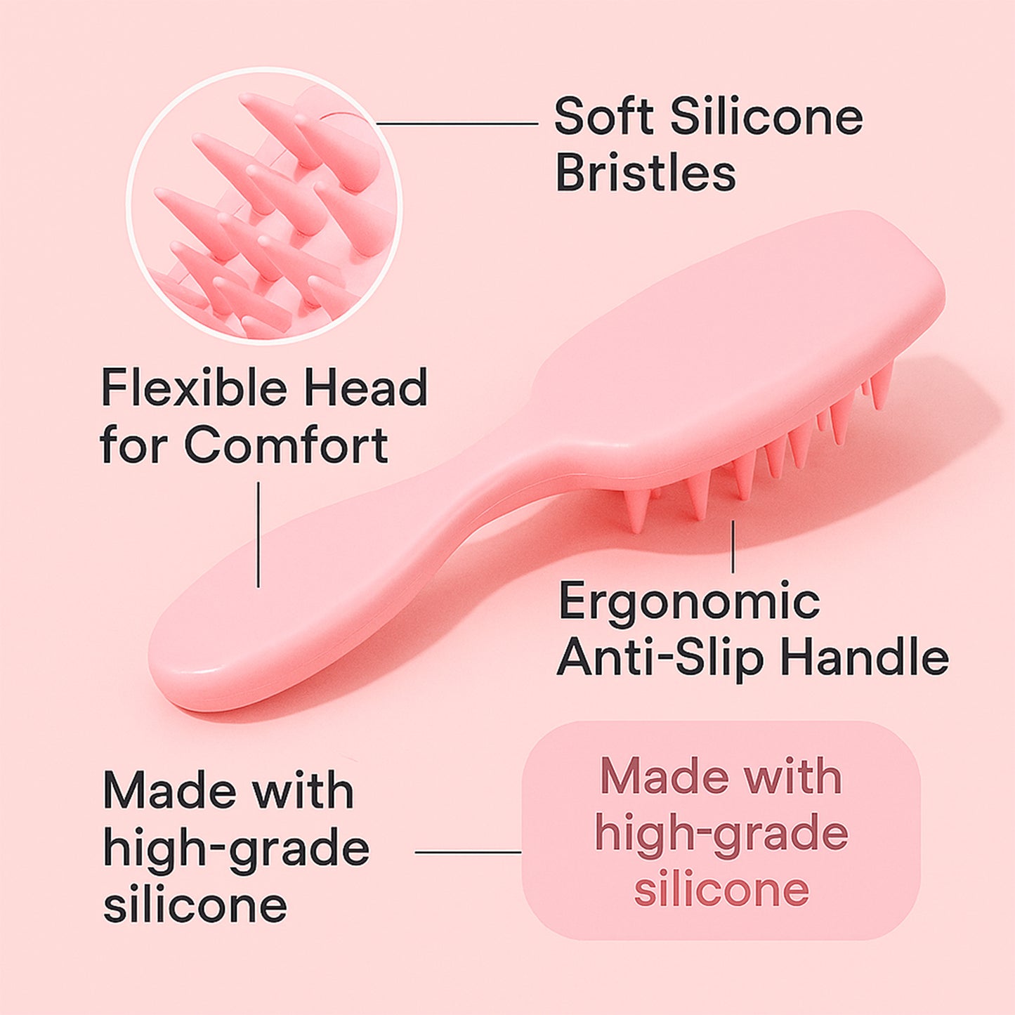 Multipurpose Silicone Scalp Massager Shampoo Brush (1 Pc) - Happy Price - Image 7