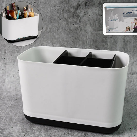 6 Compartment Multi Purpose Organizer Toothbrush Holder Stand Plastic Caddy (1 Pc) - Happy Price - Image 1