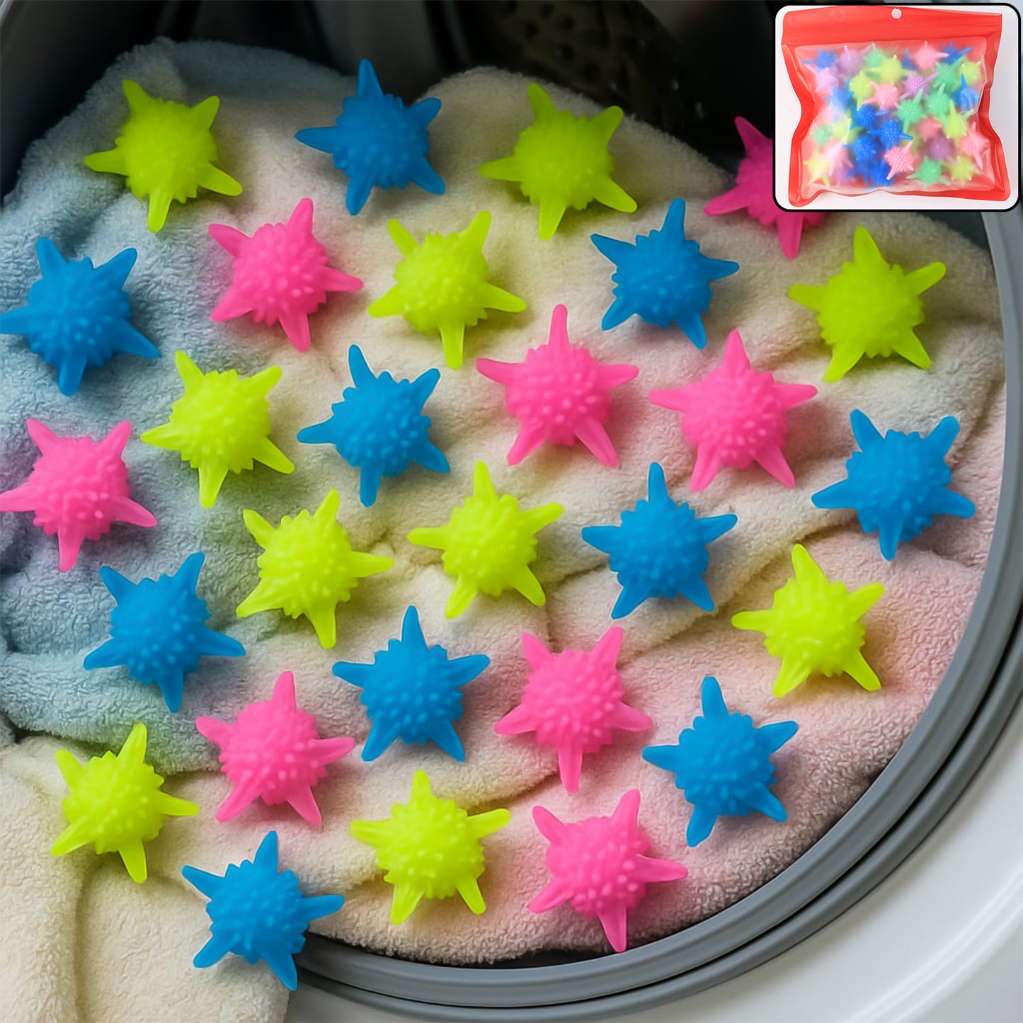 50 Pcs Reusable Laundry Washing Balls - Anti-Tangle Fabric Care Set - Happy Price - Image 3