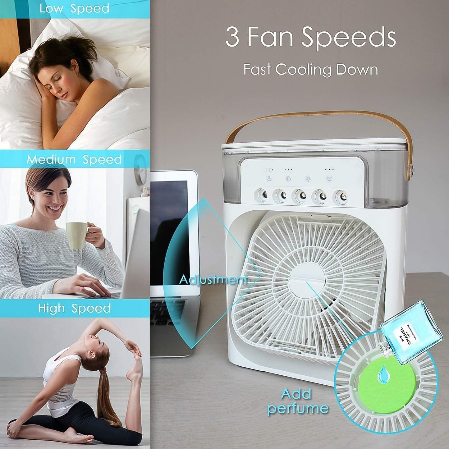Portable Air Conditioner Fan 7 Color Changing Light (Big  1 Pc) - Happy Price - Image 4