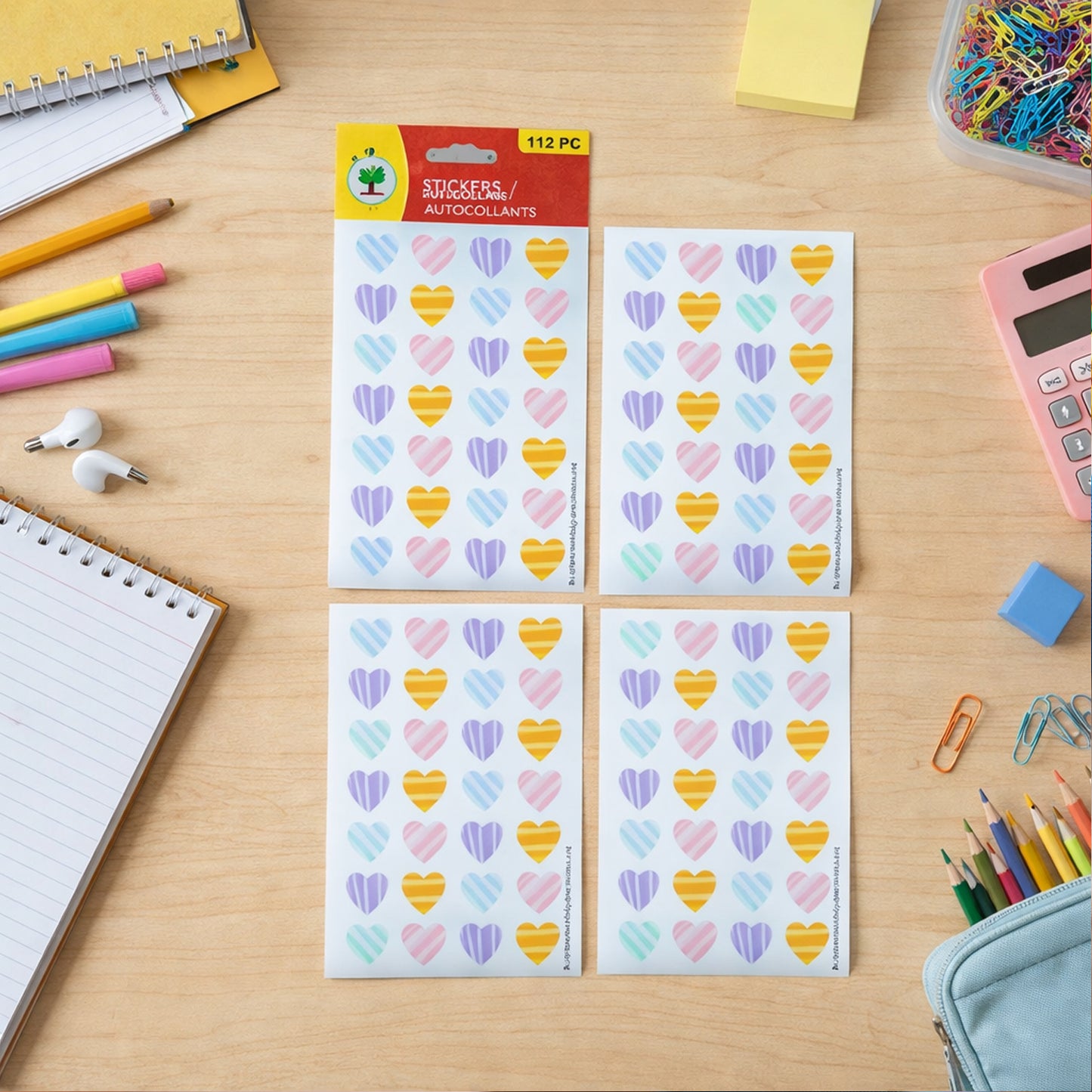 Heart Shape Decorative Stickers - 112 Pcs, 4 Sheets for Crafts & Journals - Happy Price - Image 2