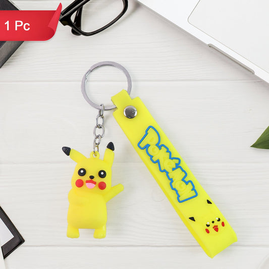 Cute Cartoon Silicone 3d Key Chain With Metal Hook  Strap (Pack Of 1) - Happy Price - Image 1