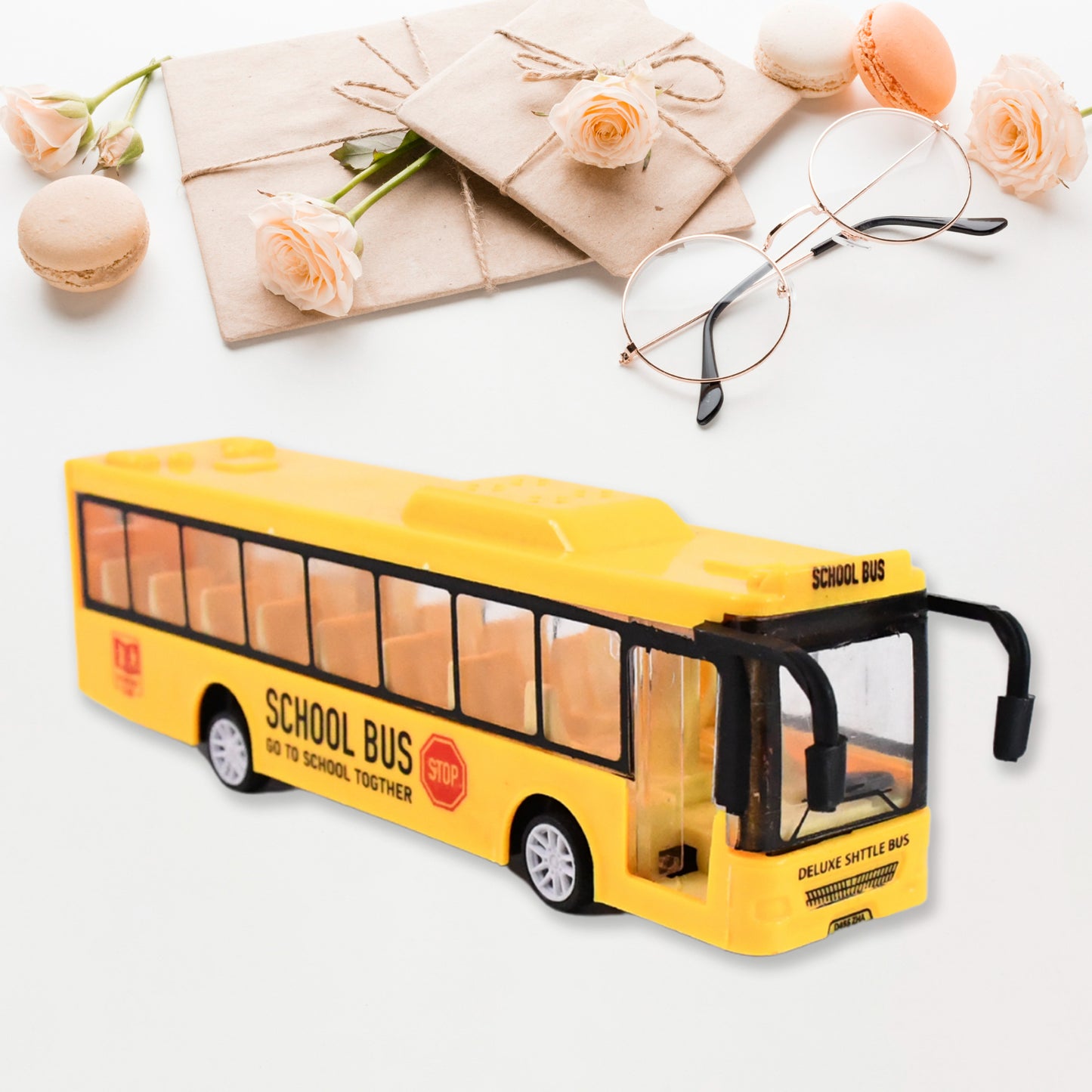 Inertia School Bus Toy - Yellow, High Simulation Mini Model for Kids & Collectors - Happy Price - Image 2