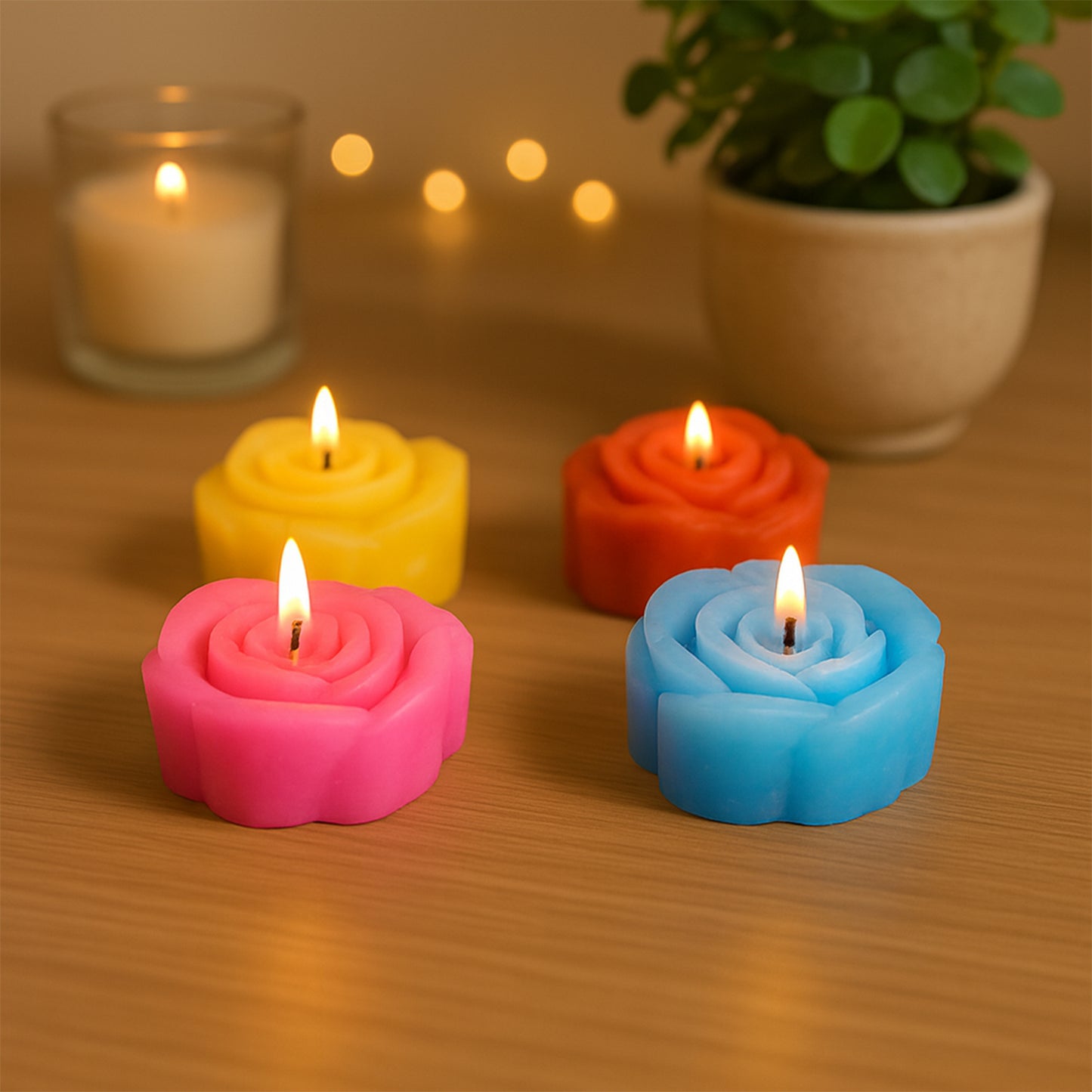 Rose Shaped Wax Candles Set - Pack of 6 Decorative Scented Candles for Home Decor & Gifting - Happy Price - Image 7