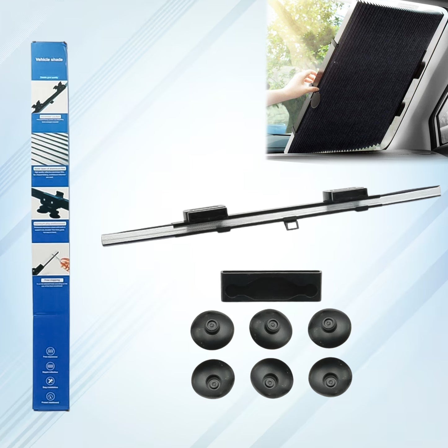 Retractable Long Foldable Windshield Sun Shade For Car (1 Set) - Happy Price - Image 2