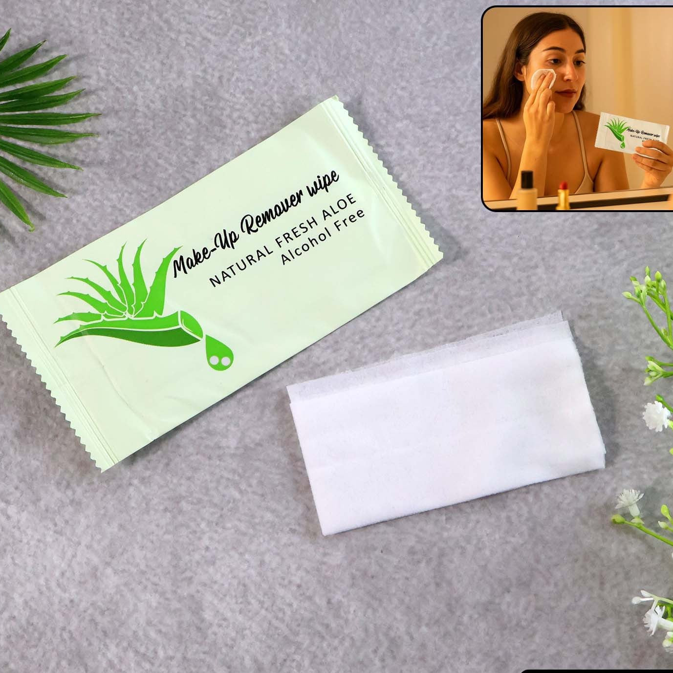 Aloe Vera Makeup Remover Wipes - Gentle Alcohol-Free Cleansing (1 Pc) - Happy Price - Image 1