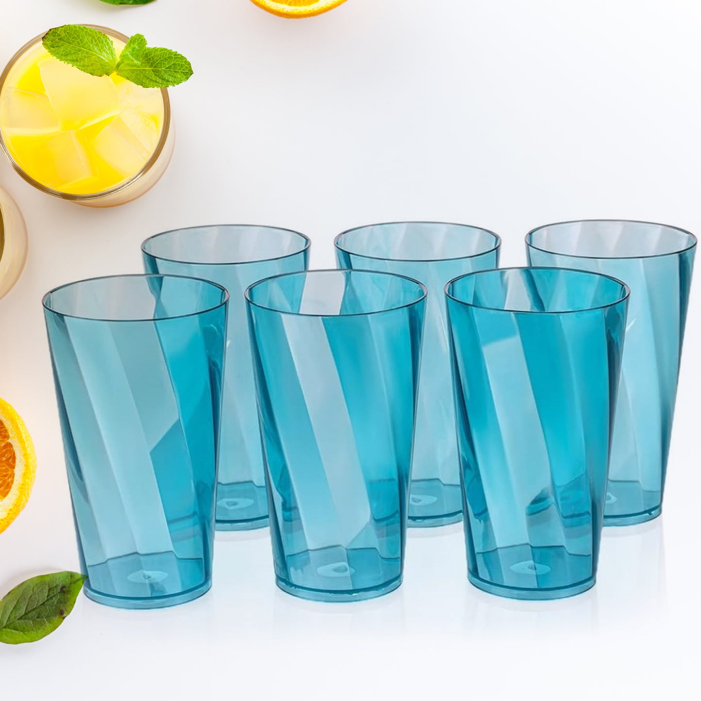 Premium Juice And Water Glasses Set Of 6 Transparent 300ml Drinking Water Glasses Stylish  Crystal Square Highball Glasses For Water Juice  Cocktails Glass Set Of 6 For Water - Happy Price - Image 2