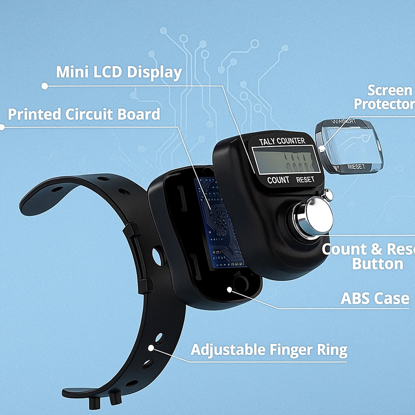 Digital Finger Tally Counter with LCD Display & Reset Button (1 Pc) - Happy Price - Image 6