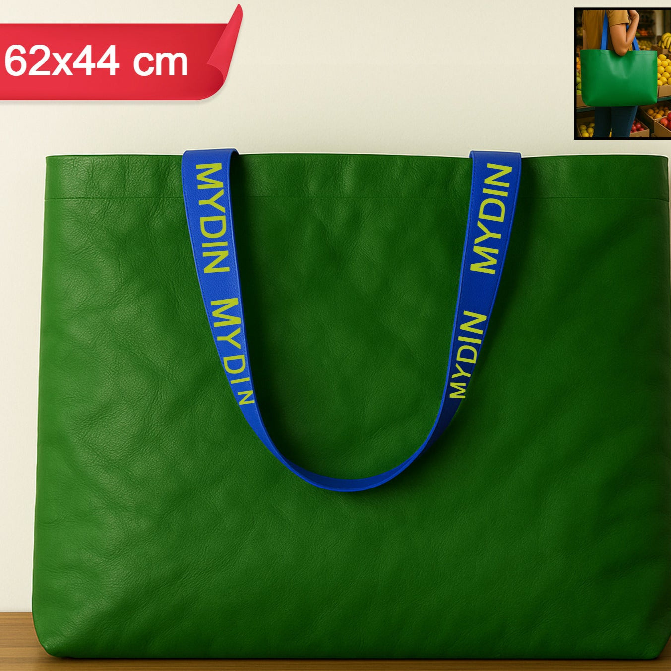 Eco-friendly Large Shopping Tote Bag 62x44cm (Mixcolor  1 Pc) - Happy Price - Image 1