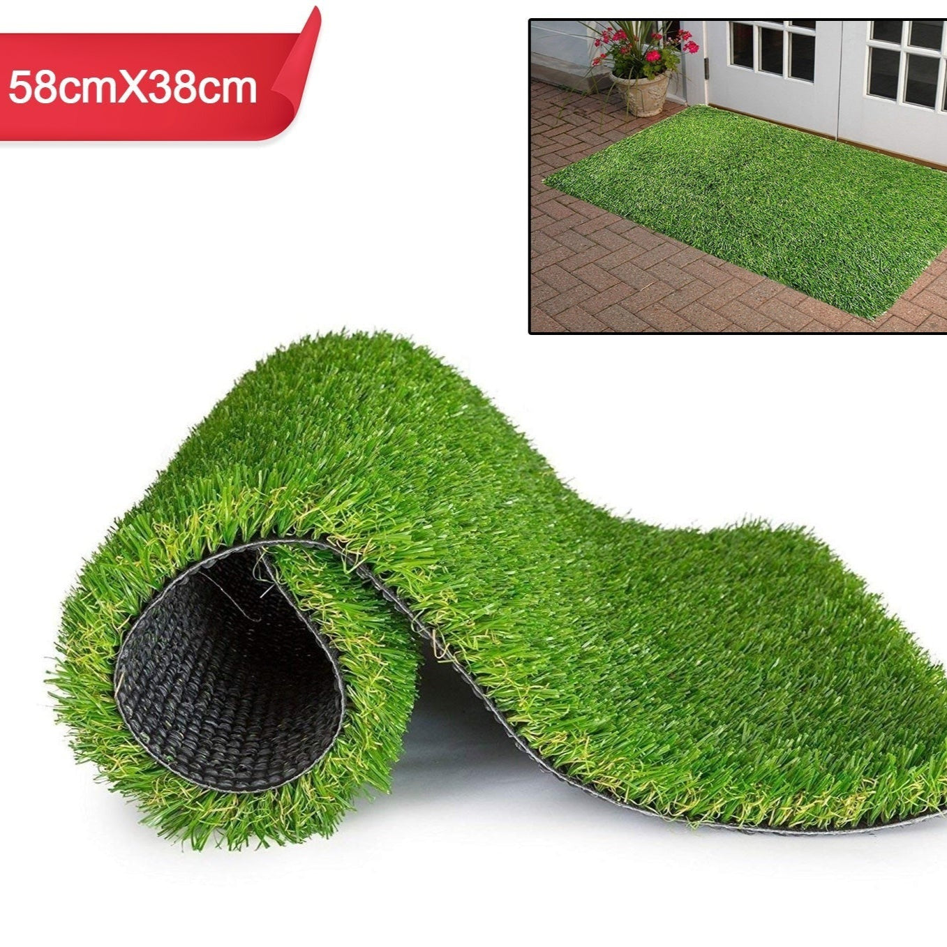 Artificial Grass For Balcony Or Doormat Soft And Durable Plastic Turf Carpet 58x38cm - Happy Price - Image 1