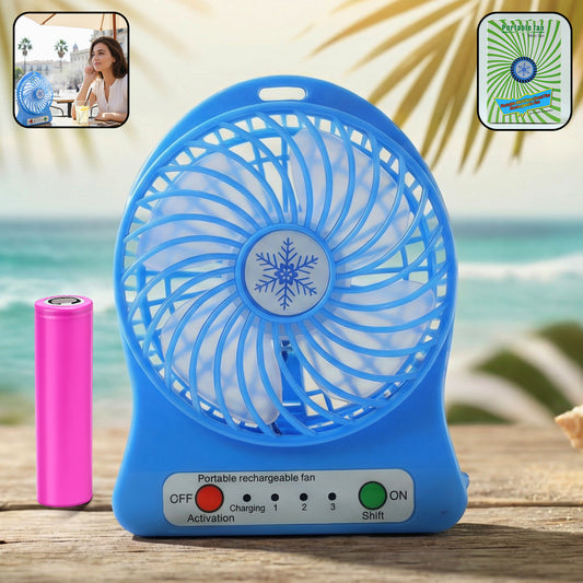 Portable Rechargeable Mini Fan with LED Light - 1 Pc - Happy Price - Image 1