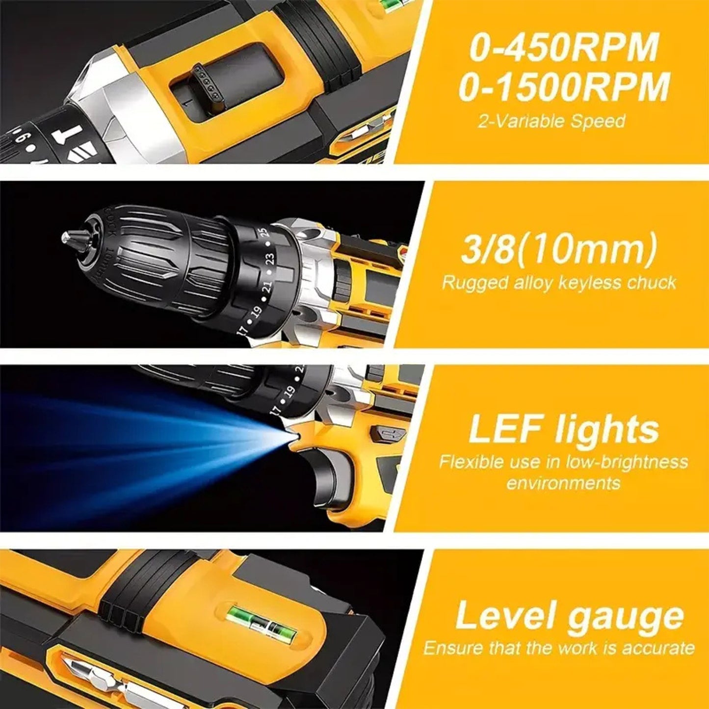 Cordless Drill Machine Tool Kit with Bits and Carry Case - Happy Price - Image 4