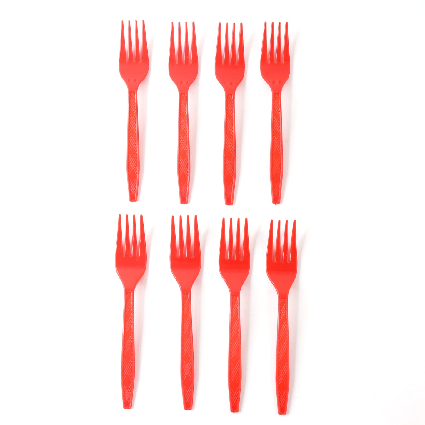 Premium Red Plastic Forks - Pack of 8 | Durable Cutlery for Parties & Everyday Use - Happy Price - Image 2