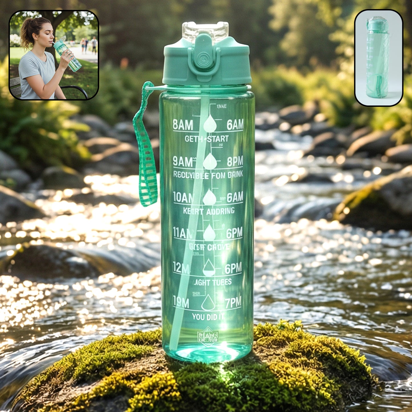 1000 ML Motivational Water Bottle with Time Marker & Flip Lid - Happy Price - Image 2