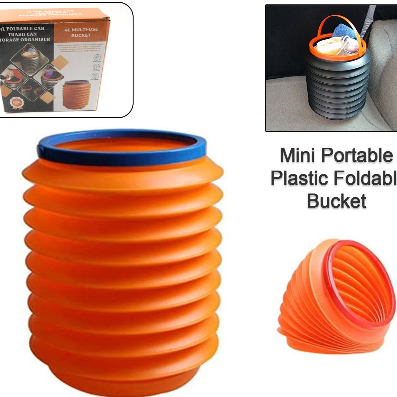 Foldable Storage Bucket  Water Container  Dustbin Multiuse Bucket For Home  Car  Kitchen Use Bucket - Happy Price - Image 1