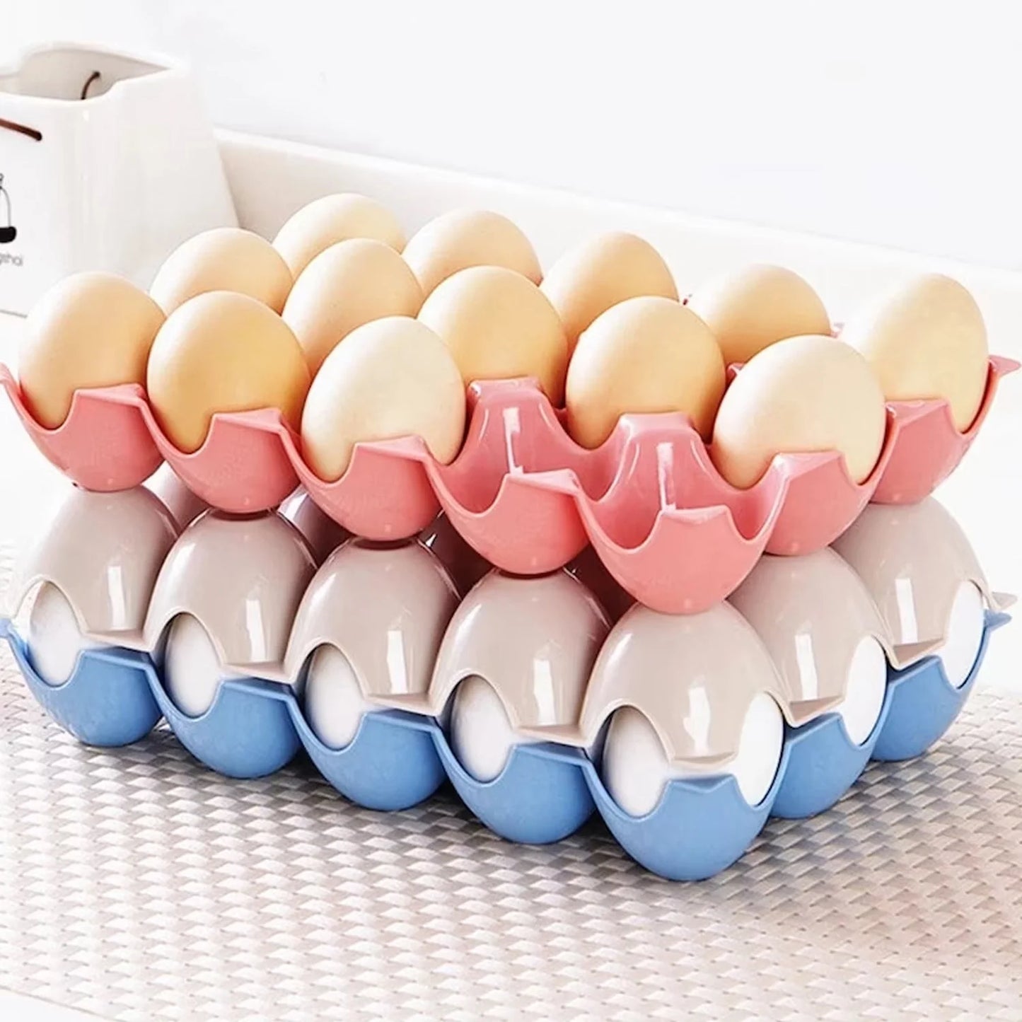 15 Cavity Plastic Egg Tray Egg Trays For Storage With 15 Eggs Holder (4 Pc Set) - Happy Price - Image 7